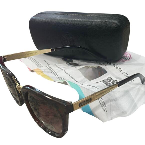 New Versace Y2K Sunglasses Tortoise Gold Medusa & Case Authenticity Certificate - Picture 3 of 16